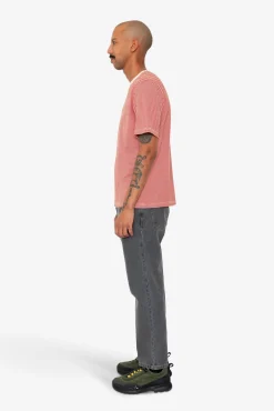 1x1 Striped T-Shirt - Crimson / Stone