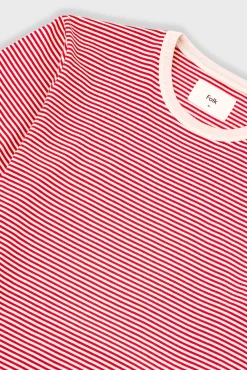 1x1 Striped T-Shirt - Crimson / Stone