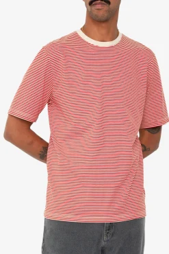 1x1 Striped T-Shirt - Crimson / Stone