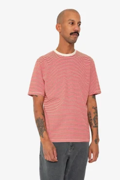 1x1 Striped T-Shirt - Crimson / Stone