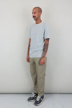 1x1 Striped T-Shirt - Ecru Dusty Blue
