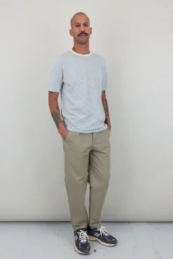 1x1 Striped T-Shirt - Ecru Dusty Blue