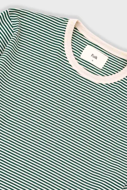 1x1 Striped T-Shirt - Phthalo Green / Ecru