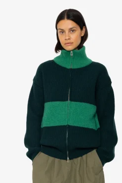 Zip Through Jumper - Green