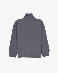 Zip Through Jumper - Mid Grey Melange